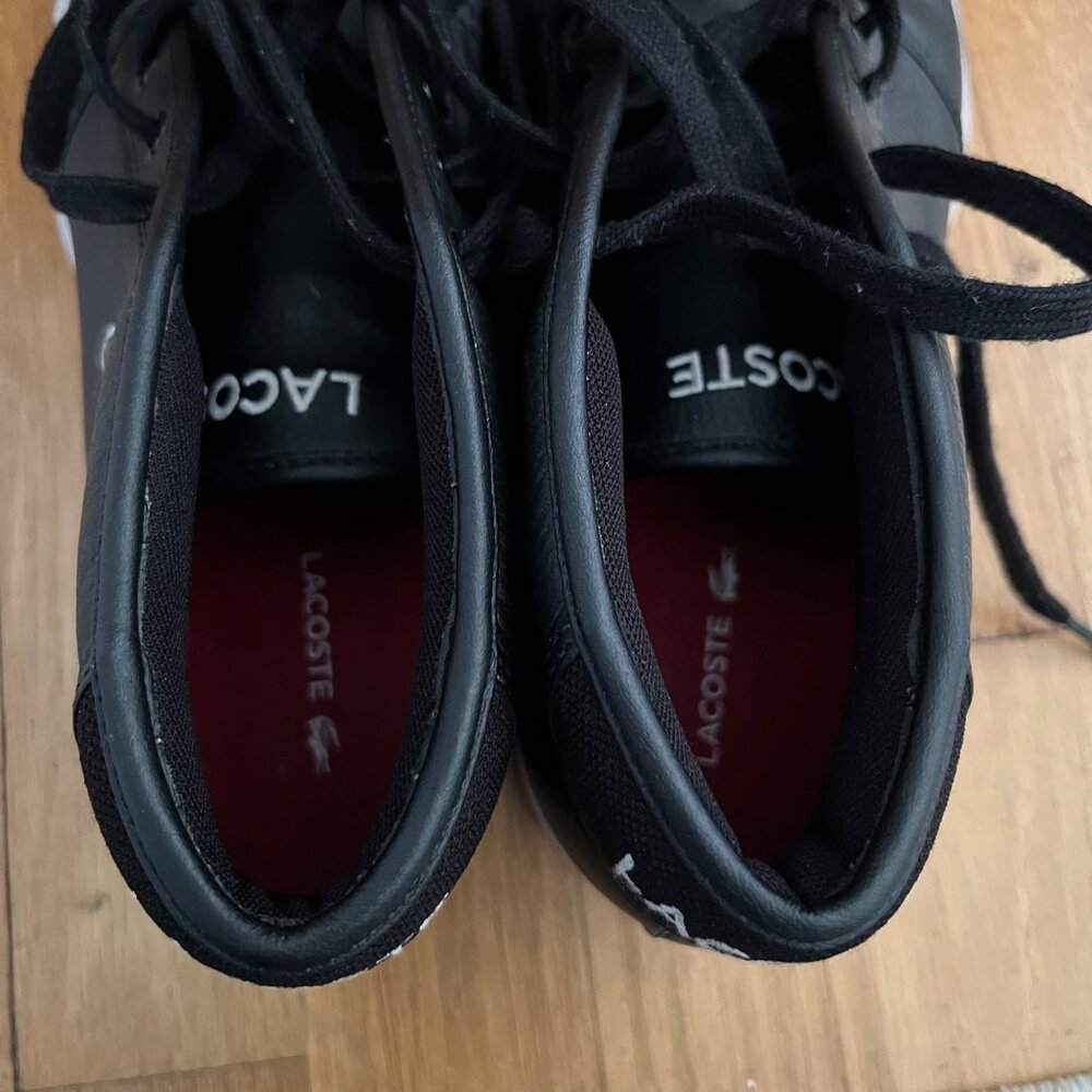 Lacoste Mens Size 7 Black Leather Ampthill LCR3 SPM Mid Lace-Up Sneakers Shoes - Picture 4 of 16